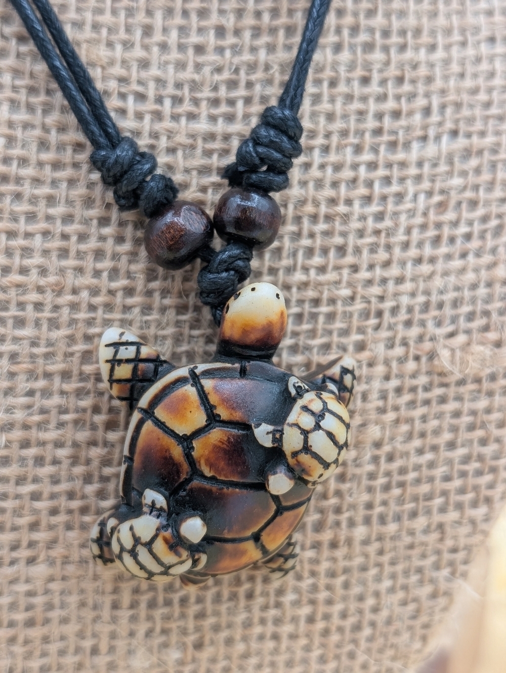 Sea Turtle Pendant Necklace Adjustable Cord Beach‎ Boho Ocean Jewelry Style #1